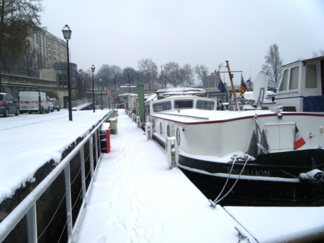 Endellion moored at the Arsenal - more snow.
