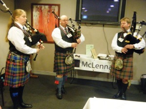 Far right: Ruairidh MacLennan of MacLennan and fellow pipers of the Sydney branch of the Clan MacLennan.